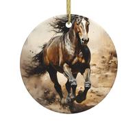 YTUOPWE Pendentif rond en céramique Motif cheval de l'Ouest Décoration à suspendre