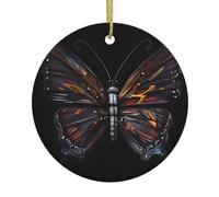 YTUOPWE Pendentif rond en céramique Motif papillon mystère Décoration à suspendre