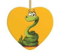 YTUOPWE Pendentif serpent enroulé autour de l'image de Noël en céramique avec corde métallique dorée pour une décoration facile à suspendre