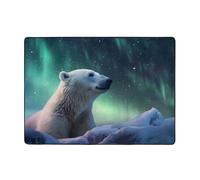YTUOPWE Polar Bear in the snow Tapis doux, moelleux, absorbant l'eau, durable, pour salon, bureau, table basse, lit, balcon, 203,2 x 147,3 cm