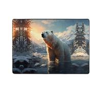YTUOPWE Polar Bear in Winter Tapis doux, moelleux, absorbant l'eau, durable, pour salon, bureau, table basse, lit, balcon, 203,2 x 147,3 cm