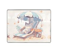 YTUOPWE Tapis de sol antidérapant 160 x 121,9 cm Petit chat gris se prélassant au soleil. Bonne absorption de l'eau, adapté pour la cuisine, la salle de bain et le salon