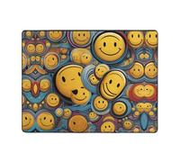 YTUOPWE Tapis de sol antidérapant de 160 x 121,9 cm avec différents visages souriants. Bonne absorption de l'eau, adapté pour la cuisine, la salle de bain et le salon