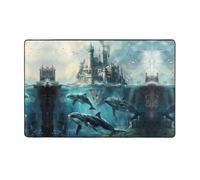YTUOPWE Tapis de sol en flanelle motif baleine sous le château 152,4 x 99,1 cm pour salon, bureau, table basse, lit, balcon