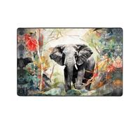 YTUOPWE Tapis de sol en flanelle motif éléphants dans la forêt 152,4 x 99,1 cm pour salon, bureau, table basse, lit, balcon