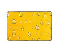 YTUOPWE Tapis de sol en flanelle motif gouttes de pluie sur fond jaune 152,4 x 99,1 cm pour salon, bureau, table basse, lit, balcon