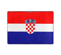 YTUOPWE Tapis doux, moelleux, absorbant l'eau, durable, pour salon, bureau, table basse, lit, balcon, 203,2 x 147,3 cm, motif drapeau de la République de Croatie, 203,2 x 147,3 cm