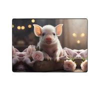 YTUOPWE Tapis photo mignon jeune cochon - Tapis doux, moelleux, absorbant l'eau, durable, pour salon, bureau, table basse, lit, balcon, 203 x 147 cm