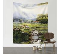 YTUOPWE Tapisserie décorative 152,4 x 129,5 cm, image de campagne aquarelle, douce, durable, douce pour la peau, légère à suspendre pour une utilisation en intérieur et en extérieur