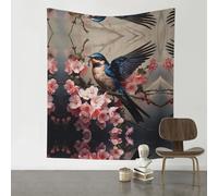 YTUOPWE Tapisserie décorative 152,4 x 129,5 cm, petite hirondelle avec fleur dans la bouche, douce, durable, douce pour la peau, légère à suspendre pour une utilisation en intérieur et en extérieur