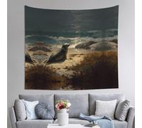 YTUOPWE Tapisserie motif lions de mer sur la côte 152,4 x 129,5 cm, douce, légère pour une utilisation en intérieur et en extérieur. Pour chambre à coucher, décoration de dortoir, jeté de plage, tissu