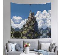YTUOPWE Tapisserie The Castle on top of the hill 152,4 x 129,5 cm, douce, légère pour une utilisation en intérieur et en extérieur. Pour chambre à coucher, décoration de dortoir, jeté de plage, tissu