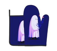 YTUOPWE The Ghost of the Bouquet Picture Kitchen Lot de 2 gants résistants à la chaleur et coussinets isolants