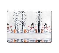 YTUOPWE The little snowman and the little animals - Tapis doux, moelleux, absorbant l'eau, durable, pour salon, bureau, table basse, lit, balcon, 203,2 x 147,3 cm