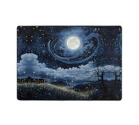 YTUOPWE The moon in the starry sky - Tapis doux, moelleux, absorbant l'eau, durable, pour salon, bureau, table basse, lit, balcon, 203,2 x 147,3 cm