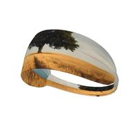 YTUOPWE The Tree in the wheat field Picture Bandeau élastique Exercice Sport Head Tie for Men and Women Soft Quick Dry