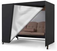 Ytwkafa Housse de balançoire Hollywood 3 places Oxford 600D pour balancelle, résistante aux déchirures, résistante aux déchirures, pour banc de jardin (210 x 150 x 150 cm noir)