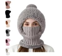 YTXZRRO Bonnet en Tricot 3-en-1 avec Ensemble écharpe et Masque doublés de Polaire, Chapeaux d'hiver à Haute élasticité en Satin pour Femmes, Cagoule d'hiver Coupe-Vent