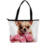 YTYVAGT Sacs fourre tout pour femmes,sacs à main pour femmes,petit sac fourre tout,Chien Chihuahua et Rose
