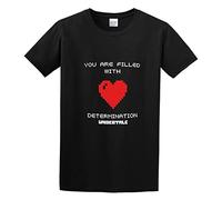 YU CUI Toomiiundertale You are Filled with Determination Red Hearts T-Shirt Black XL