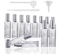 YU FENG 12pcs Perfume Bottles Empty Clear Glass Atomizer Spray Bottles Empty Refillable for Perfume Essential Oil,Packed with Funnels Pipettes Dispensers Engraved Taj Mahal Style