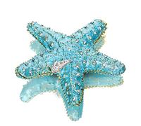 YU FENG Boîte à bijoux à charnière en forme d'étoile de mer émaillée peinte (bleu océan)