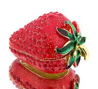 YU FENG Boîte à bijoux à charnière pour filles, faite à la main, boîte à bijoux en forme de fraise rouge, décorée pour femme (fraise rouge)
