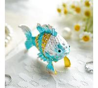 YU FENG Boîte à bijoux vintage en forme de poisson tropical, à charnière en émail peint à la main, boîte à bijoux pour bagues, boucles d'oreilles, bijoux pour décoration d'intérieur, cadeau