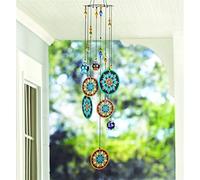 YU Feng Carillon éolien en métal, Motif de Fleur, 59,7 cm, à Suspendre, pour l'extérieur