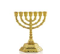 YU FENG Lot de 7 bougeoirs Menorah pour Shabbat, Tabernacle, décoration d'intérieur, décoration de Table Doré