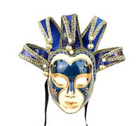 YU FENG Masque de bal masqué Jolly Jester Cosplay Mardi Gras bal de fin d'année, fête d'anniversaire à porter ou décoration pour homme et femme (bleu)