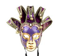 YU FENG Masque vénitien vintage Jolly Joker pour bal masqué, Halloween, costume pour fête, bal, Mardi Gras, décoration murale (violet)