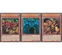 Yu Gi Oh Lot de cartes de dieux égyptiens, Slifer le dragon céleste (LDK2-DES01), obélisque des bourreaux (LDK2-DES02), dragon ailé de Ra (LDK2-DES03), allemand