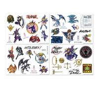 Yu-Gi-Oh! Tech Lot de 4 feuilles d'autocollants réutilisables en vinyle avec Yugi, dragon blanc aux yeux bleus, magicien noir et plus pour décoration d'ordinateur portable, téléphone, tablette et