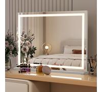 YU YUSING Hollywood Miroir de maquillage avec éclairage, 80 x 56 cm, miroir hollywoodien, avec 3 températures de couleur, à intensité variable, grand miroir cosmétique, miroir de table avec