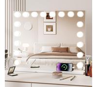 YU YUSING Hollywood Miroir Maquillage Lumineux 80X62.5cm, Miroir Coiffeuse LED 18 Lumières Dimmables,3 Couleurs, Contrôle Tactile, Montage Mural, Grossissant 10x