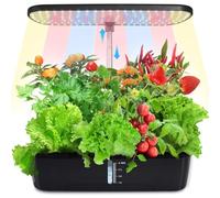 YU YUSING Kit de Culture Hydroponique d'Intérieur, 12 Dosettes Jardin d'Plant avec Lampe Culture LED, Potager Interieur, Hauteur Réglable, Pompe Silencieux, Minuterie Intelligente, Réservoir d'eau 4L