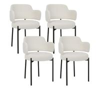 YU YUSING Lot de 4 Chaises de Salle à Manger Bouclettes Rembourrées avec Accoudoirs - Dossier Découpé, Éponge Épaisse, Fauteuil Salon Cuisine Coiffeuse, Ergonomique, Confortable, Design, Beige