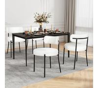 YU YUSING Lot de 4 Chaises de Salle à Manger Bouclettes Rembourrées en Tissu Teddy Ultra-épais, Chaises de Cuisine Salon Confortable Scandinaves, Design Rétro, Pieds en Métal, Restaurant, Blanc