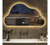 YU YUSING Miroir Asymétrique de Salle de Bain Lumineux 90x50cm
