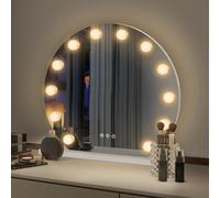 YU YUSING Miroir Coiffeuse Rond LED 12 Ampoules, 3 Modes Lumière, Contrôle Tactile, Port USB, Intensité Variable, Miroir de Table pour Maquillage Chambre, Style Hollywoodien, Blanc
