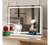 YU YUSING Miroir de Maquillage Hollywood avec Éclairage LED 80 x 56 cm, 3 Températures de Couleur, Grand Miroir Cosmétique Miroir de Table avec Interrupteur Tactile USB