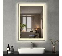 YU YUSING Miroir Lumineux Salle de Bain avec Éclairage LED 60x80cm Argenté