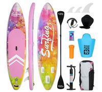 YU YUSING Pack Complet - Paddle Gonflable Adulte 335cm, Planche Stand up Paddle Gonflable 2 Personnes, Sac à Dos, Siège Kayak, Pagaie Aluminium, Support Caméra, Pompe, Tous Niveaux, Violet Rosé