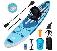 YU YUSING Paddle Gonflable Adulte 320/335cm, Planche de Stand up Paddle Gonflable 2 Personnes, Siège de Kayak, avec Pagaie Aluminium, Support Caméra, Pompe, pour Tous Niveaux, jusqu'à 150 kg, Bleu