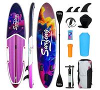 YU YUSING Paddle Gonflable Adulte 335cm, Planche de Stand up Paddle Gonflable 2 Personnes, Siège de Kayak, avec Pagaie Aluminium, Support Caméra, Pompe, pour Tous Niveaux, jusqu'à 150 kg, Bleu-Violet
