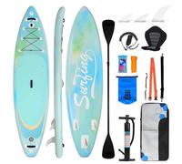 YU YUSING Paddle Gonflable Adulte 335cm, Planche de Stand up Paddle Gonflable 2 Personnes, Siège de Kayak, Pagaie Aluminium, Support Caméra, Pompe, Tous Niveaux, jusqu'à 150 kg, Vert Menthe Serein