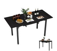 YU YUSING Table Salle à Manger Extensible 110-149cm en Bois avec Rangement, Table de Cuisine en Bois avec Rallonge, pour 4-6 Personnes, Cadre Métallique Robuste, Petit Espace, Noir