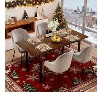 YU YUSING Table Salle à Manger Extensible 110-149cm en Bois Marron avec Rangement, Table de Cuisine en Bois avec Rallonge, pour 4-6 Personnes, Cadre Métallique Robuste, Petit Espace, Marron Rustique