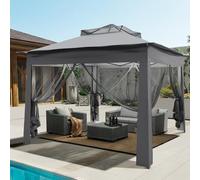 YU YUSING Tonnelle de Jardin Extérieure 3x3m avec Moustiquaires 360°, Pop up Barnum Pliant avec Toit Ventilé, Pergola Imperméable Anti UV 50+ Respirable, Tente de Réception, Camping, Festival, Gris